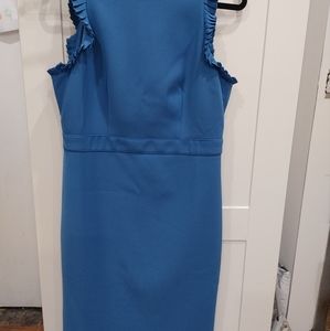 Ann Taylor Blue Ruffle Sleeveless Dress